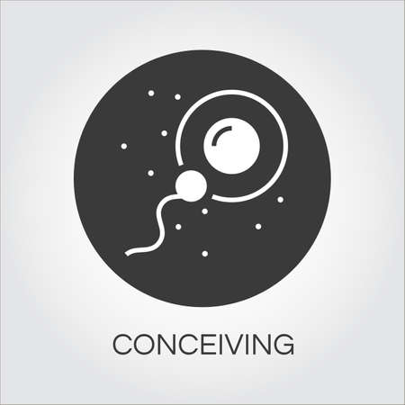 Sperm icon fertilizing egg cell. Logo drawn in flat style. Simple black image of newborn concept. Label for your design needs. Vector contour graphicsのイラスト素材