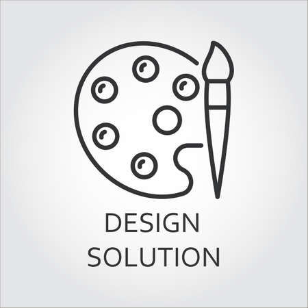 Icon palette for paints with brush in outline style. Simple black linear label. Concept of creative design solution. Image for websites, mobile apps and other design needs. Contour graphicsのイラスト素材