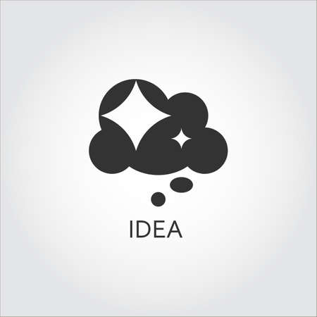 Label solution, idea. Star and cloud. Simple black icon. Logo drawn in flat style. Black shape pictograph for your design needs. Vector contour silhouette on white background.のイラスト素材