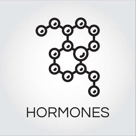 Symbol of hormones chain in abstract linear style. Simplicity black pictograph. Analysis, science, medicine concept.のイラスト素材