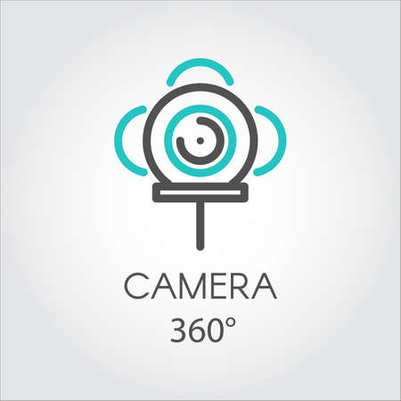 Color line icon new 3D technology view camera 360 degrees.のイラスト素材