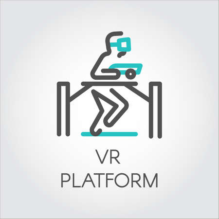 Color line icon device person on game platform virtual realityのイラスト素材