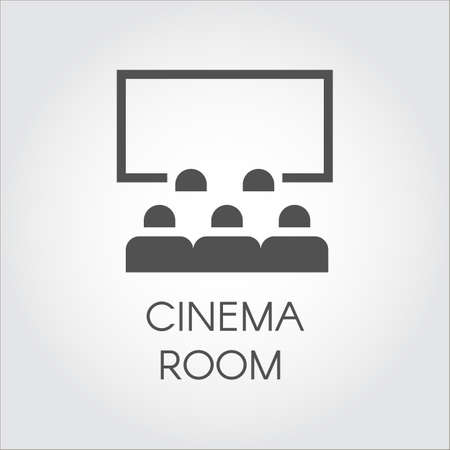 Black simple icon of audience in room cinema or video presentation concept. Design web pictogramのイラスト素材