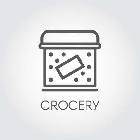 Food box line icon. Grocery concept. Cookery simplicity pictograph. Vector illustrationのイラスト素材