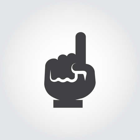 Black flat human hand icon with finger pointing up. Attention, information, upstairs sign, navigation concept. Label for site interfaces, mobile apps, games, street sign and other projects. Vectorのイラスト素材