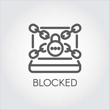 Blocked computer as a result of unauthorized access linear icon.のイラスト素材