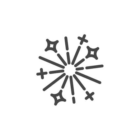 Festive firework line icon. Symbol of celebration of New Year, Christmas and other events. Flake pattern for decoration. Vector illustration isolated on white backgroundのイラスト素材