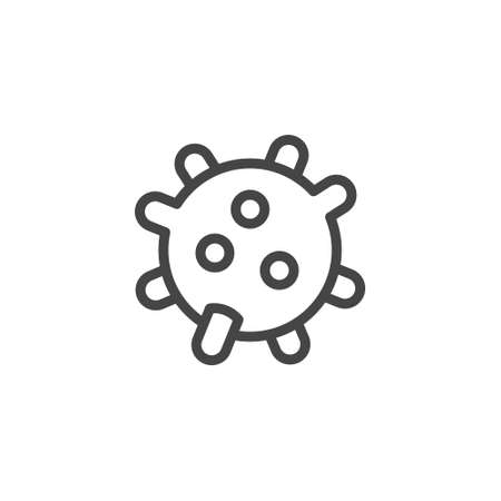 Virus microorganism icon. Microbe or micro bacterium symbol. Virology research, epidemic prevention, medical tests concept line label. Viral Diseases Series. Vector illustrator isolatedのイラスト素材