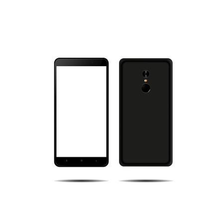 new phone front and back black vector drawing eps10 format isolated on white background.のイラスト素材