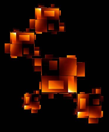 3d abstract modern technology. Box scheme. Neural network. Glass blocks. Web construction. Industrial cube objects. Hardware quantum form. Smart build. Intersect composition. Grid core. Glow techの写真素材