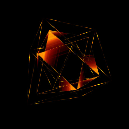 3d abstract background with geometric. Concept new technology and dynamic motion. Digital data visualization. 
Diamond prism. Polygonal crystals. Bright figure in starry cosmos. Glowing trianglesの写真素材