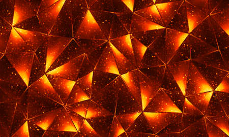 Colored abstract geometric background. 3D illustration.Polygonal glossy surface. Glowing structure.