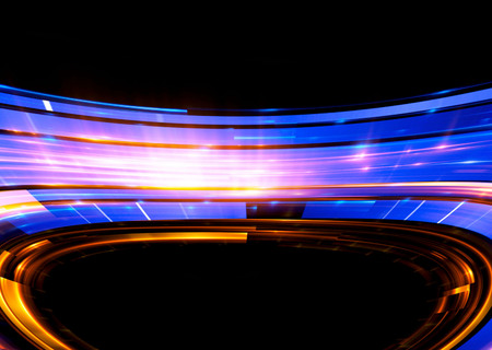 Beautiful light flares. Glowing streaks on dark background. Luminous abstract sparkling lined...