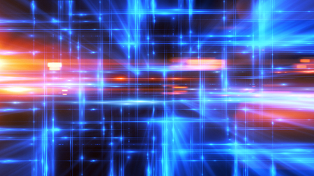 Beautiful light flares. Glowing streaks dark background. Luminous abstract sparkling lined...