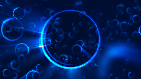 Abstract neon background. Shine swirling. Glowing spiral cover. Bubbles elegant. Halo around. Power...