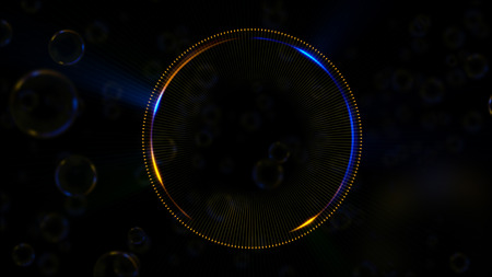 Abstract neon background. Shine swirling. Glowing spiral cover. 
Bubbles elegant. Halo around. Power sparks data particle.
Space tunnel. Glossy jellyfish. LED color ellipse. Glint glitter beam techの写真素材