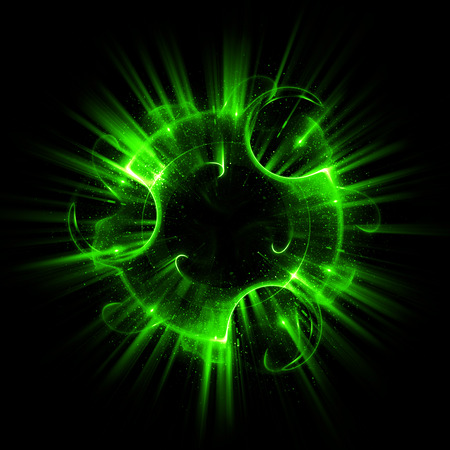 Abstract neon background. luminous swirling. Glowing spiral cover. Black elegant. Halo around. Power isolated. Sparks particle. Space tunnel. Glossy jellyfish. LED color ellipse. Glint glitterの写真素材