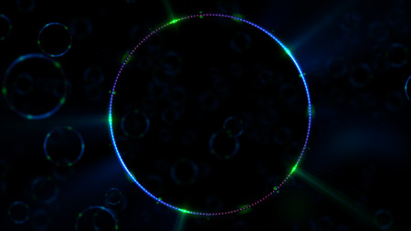 Abstract neon background. Shine swirling. Glowing spiral cover. Bubbles elegant. Halo around. Power...