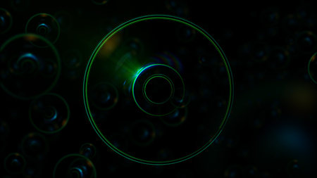 Abstract neon background. Shine swirling. Glowing spiral cover. 
Bubbles elegant. Halo around. Power sparks data particle.
Space tunnel. Glossy jellyfish. LED color ellipse. Glint glitter beam techの写真素材