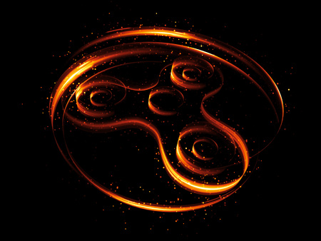 3d illustration of fidget spinner on black background. Lighting trace. Hand spinnerの写真素材