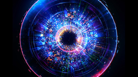 Abstract background. luminous swirling. Elegant glowing circle. Big data cloud. Light ring.Sparking...