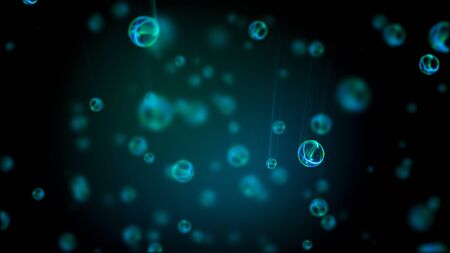 Abstract colorful defocused cells. Abstract microscopic forms on a dark background. Scientific...