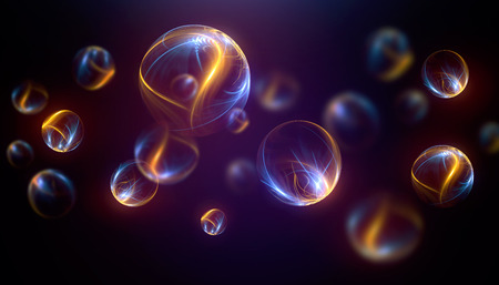 Abstract colorful defocused cells. Abstract microscopic forms on a dark background. Scientific illustration. Luminousの写真素材