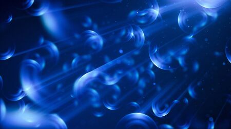 Abstract colorful defocused cells. Abstract microscopic forms on a dark background. Scientific...