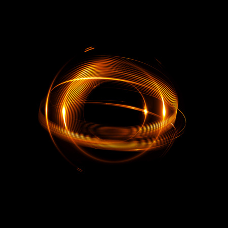 Abstract ring background with luminous swirling backdrop. light circles light effect. Glowing cover. Image of color atoms and electrons. Physics concept. Nanotechnology flow sparks.の写真素材