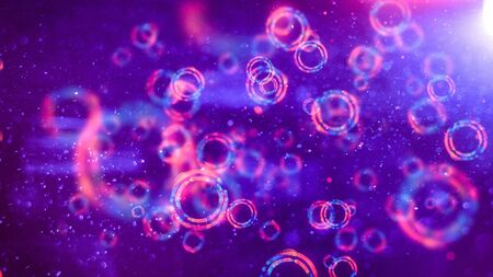 Abstract colorful defocused cells. Abstract microscopic forms on a dark background. Scientific...