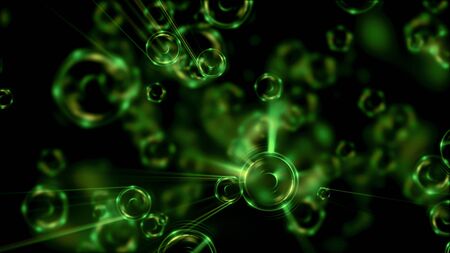 Abstract colorful defocused cells. Abstract microscopic forms on a dark background. Scientific...