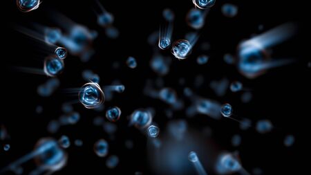 Abstract colorful defocused cells. Abstract microscopic forms on a dark background. Scientific illustration. Luminousの写真素材