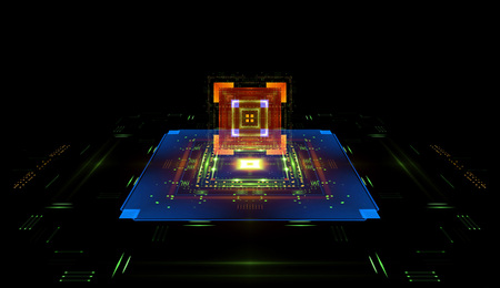 Information CPU engineering.Modern technology. Computer communications. Light effect. Big data...