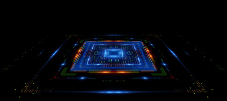 Information CPU engineering.Modern technology. Computer communications. Light effect. Big data...