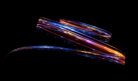 Glow effect. Ribbon glint. Abstract rotational border lines. Power energy. LED glare tape. 
Luminous shining neon lights cosmic abstract frame. Magic design round whirl. Swirl trail effect.の写真素材