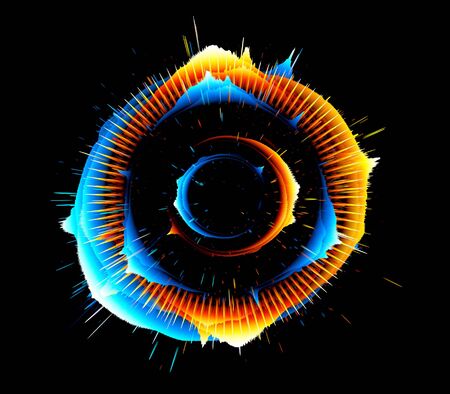 Vivid abstract background. Beautiful design of rotation frame.  
Mystical portal. Bright sphere lens. Rotating lines. Glow ring. 
Magic neon ball. Led blurred swirl. Spiral glint lines.の写真素材