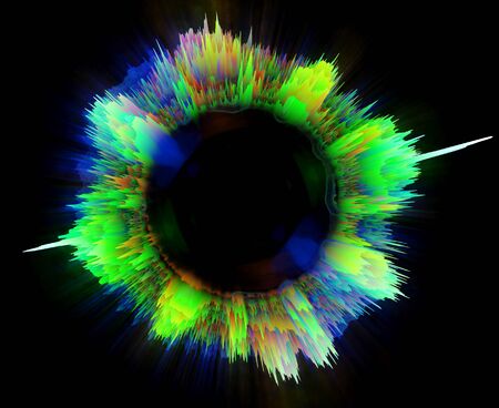 Vivid abstract background. Beautiful design of rotation frame.  Mystical portal. Bright sphere...