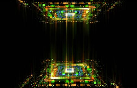 Led Light. luma effect. Future tech. Glare cubes. Digital signal. Shine grid. Modern big data. Neon...