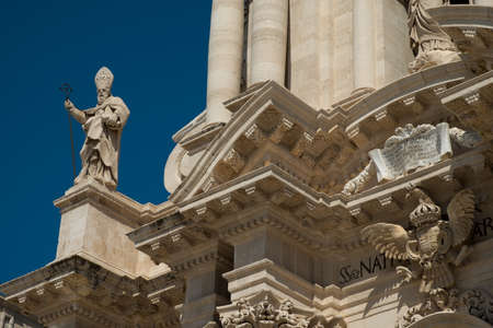 Particular of the Cathedral of Ortigia, Siracuse, Sicily, representing Saint Marcianoの写真素材