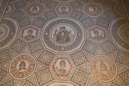A mosaic of Villa del Casale, in Piazza armerina, Sicily, an ancient roman villaの写真素材