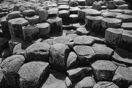Formation of basaltic columns in Northern Ireland. It is the result of an ancient volcanic fissure eruption.の写真素材