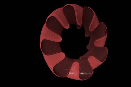 Bioengineering. Red Cetta without a core on black background 3D render