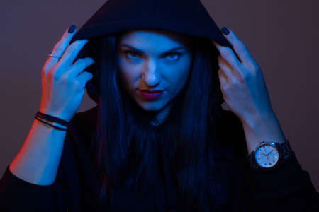 Portrait of a young woman in the Studioの写真素材
