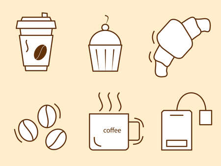 A simple set of coffee and tea related vector icons. Editable.のイラスト素材