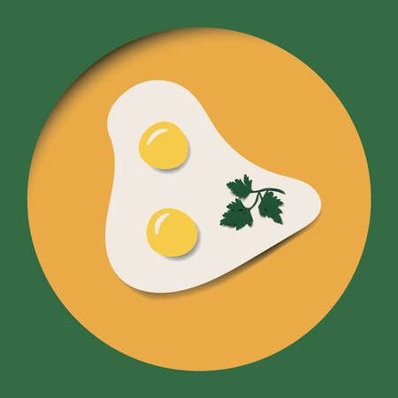 Fried eggs with parsley vector drawingのイラスト素材