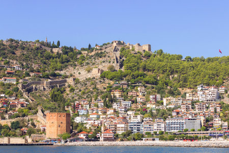 View of the old town of Bursa from the sea, Turkeyの写真素材