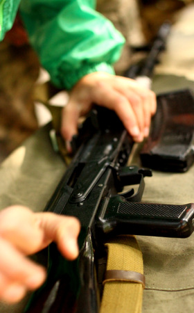 Soldier with a gun in hand