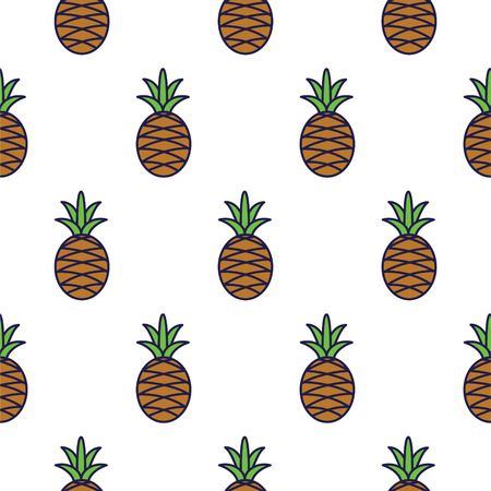 Pineapple line icon seamless vector pattern.のイラスト素材