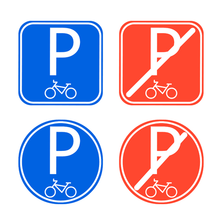 Bike parking sign allowed and disallowed vector.のイラスト素材