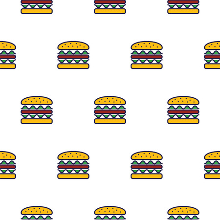 Burger line icon seamless vector pattern.のイラスト素材
